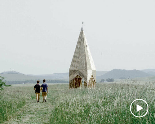 symphonie pastorale: a modern bell-tower rises over the endless fields of rural france