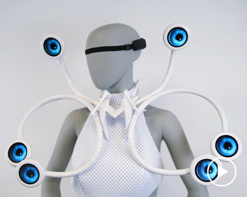 3D-printed dress with moving eyes for surveillance is mind-controlled using brain sensor