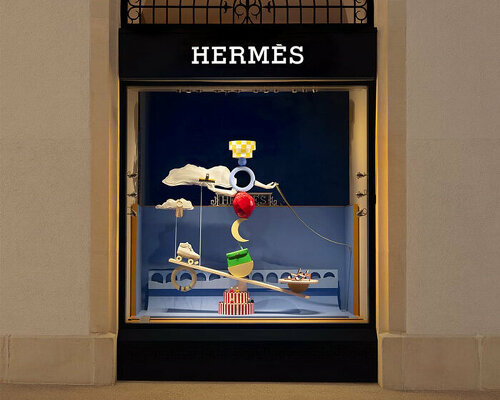 a whimsical window display intertwining the mundane and surreal marks Hermès zurich