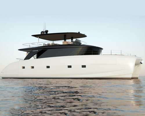 bluegame’s first multihull motor yacht emerges as catamaran with garage for tender boat