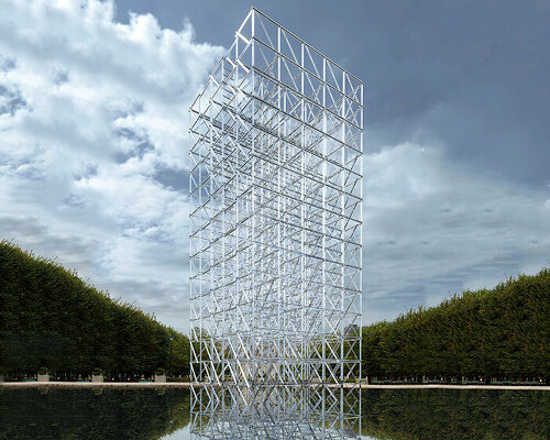 monumental glass grid installation by emmanuel barrois illuminates paris design week 2023