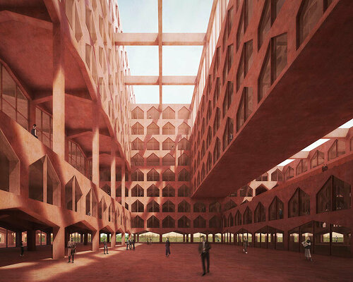 neri&hu plans camerich furniture factory with red-tinted concrete in jiaxing