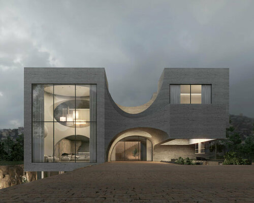 iranian team group plans sweeping 'saya villa' in fluidly sculpted stone