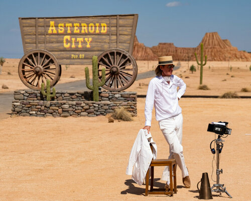 wes anderson's asteroid city exhibition brings actual film props to milan's fondazione prada