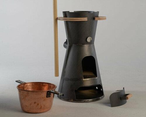 exuding rustic charm, loris dadda's 'zea' stove lets you prepare polenta taragna outdoors