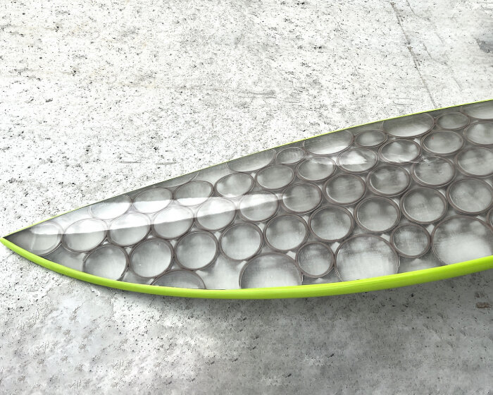 3D-printed surfboard made of upcycled algae ditches polyurethane foam for eco-wave riding