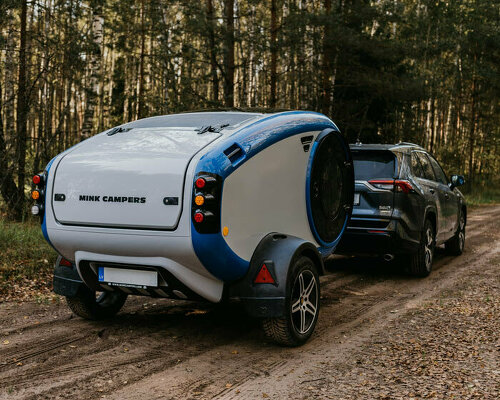 iceland's teardrop-shaped camper is electrified with ultra-light MINK-E