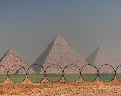 tour art d'égypte: the desert sculpture garden backdropped by giza pyramids