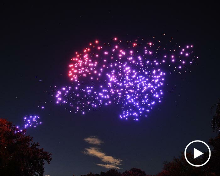 central park was shrouded in a flock of 1,000 luminous drones by DRIFT