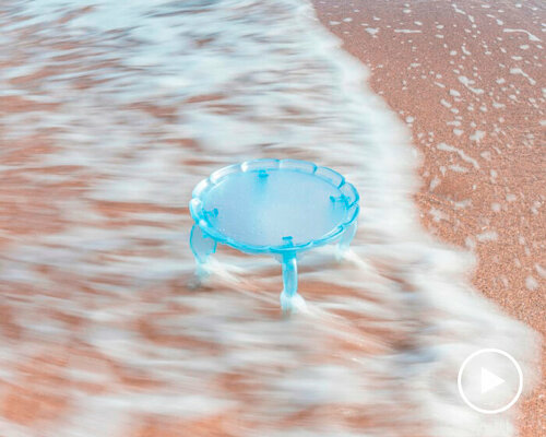 recycled plastic shapes up re:soban flower dining tables designed by ha jihoon