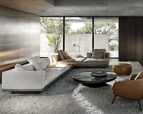 minotti 2023 collection balances solid volumes and organic lines across furniture