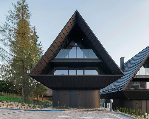 steep-sloped metal roofs crown residential units in poland resembling nest boxes