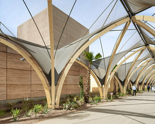 OUALALOU+CHOI shades marrakech with modular pavilion of tensile vaults