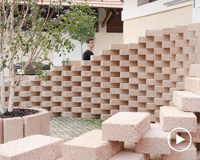 hemp brick installation by park associati explores bio-based materials in architecture