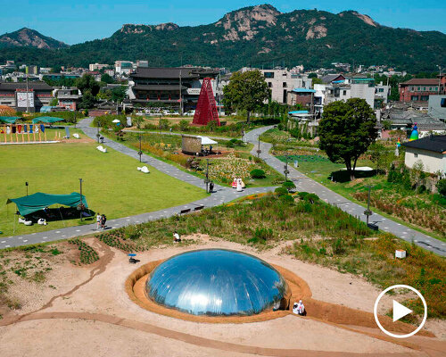 (in)visible inflatable pavilion by plastique fantastique pops up in the heart of seoul