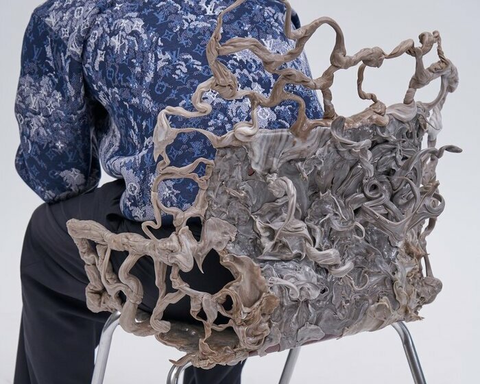 wonjae sung repurposes discarded plastic and makeup into intricate chairs and lights