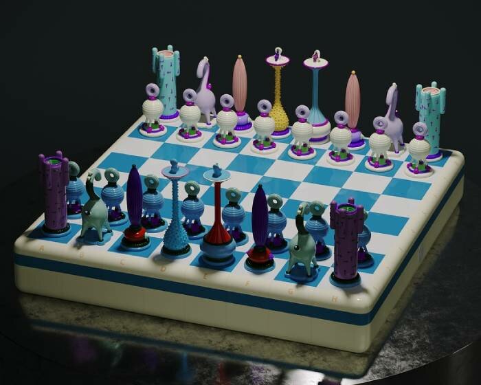 taras yoom's handcrafted chess set of otherworldly creatures calls for a truce on the board