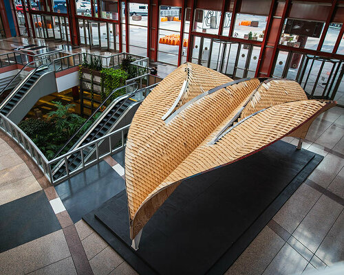 architectural innovations occupy thompson center atrium during chicago biennial