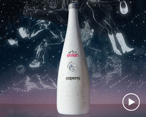 look closer as coperni draws astronomical figures and constellations on evian’s glass bottles