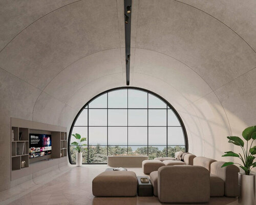 fiber-concrete curved panels compose penthouse's organic interior in georgia