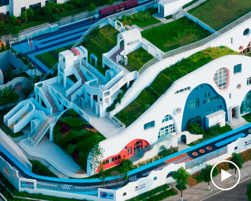 dika design sculpts an undulating mountain-like kindergarten in china