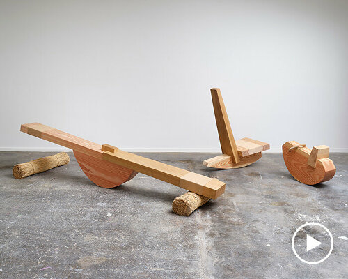 christian & jade's rocking furniture examines wood weight through play, balance and motion