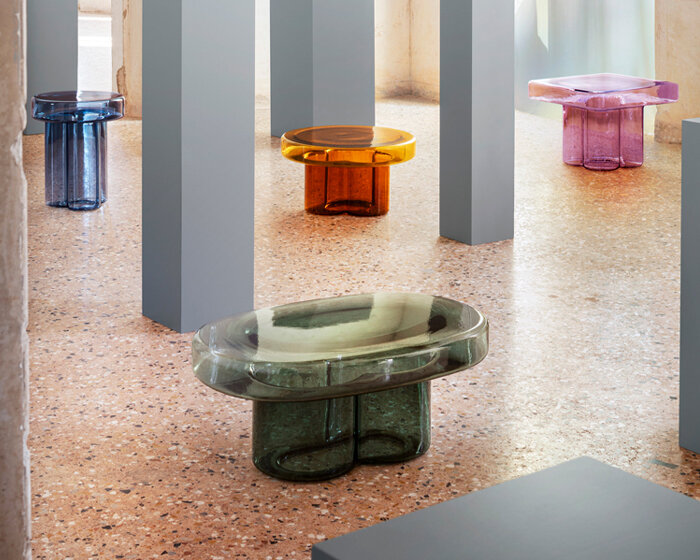 yiannis ghikas introduces new shapes and colors to miniforms' glassblown soda tables