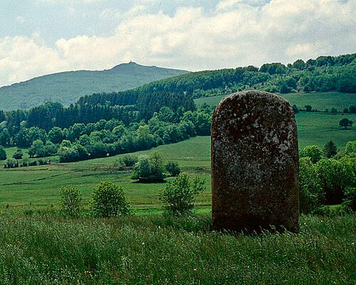 five megaliths crafted from blue granite emerge in the south of france