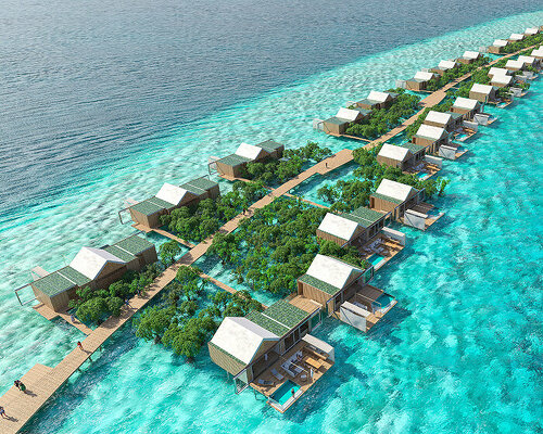 shigeru ban's floating villas comprise the first resort-residence project in the maldives