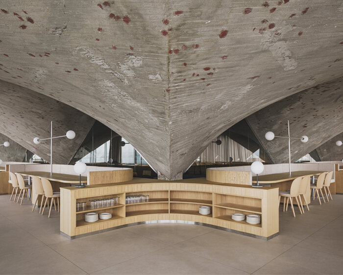 zooco crowns cantabrian maritime museum restaurant with a vault of brutalist pyramids