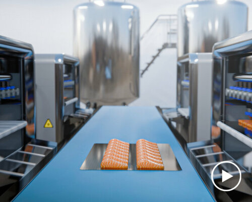 large-scale 3D food printer customizes shape, texture and size of fish and meat alternatives