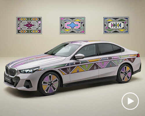 color-changing BMW i5 Flow NOSTOKANA glimmers with Esther Mahlangu's Ndebele art