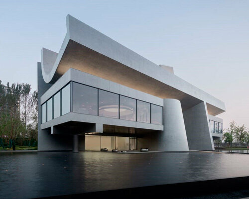 abstract geometric concrete forms compose nanjing lishui OCT exhibition center in china