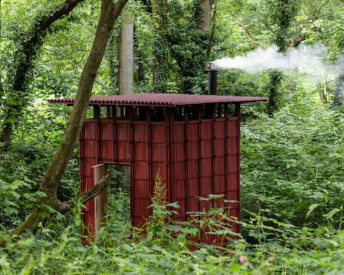 this scandinavian-inspired drying shed sauna nestles in the woodland of east sussex