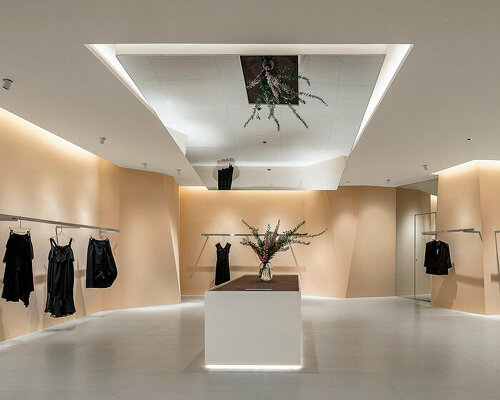 abstract geometric stone informs the interiors of retail store by tens atelier in china