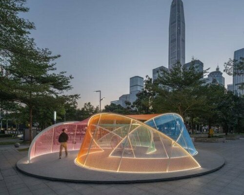 MARS studio's isle of light installation weaves an urban island of shifting color in shenzhen