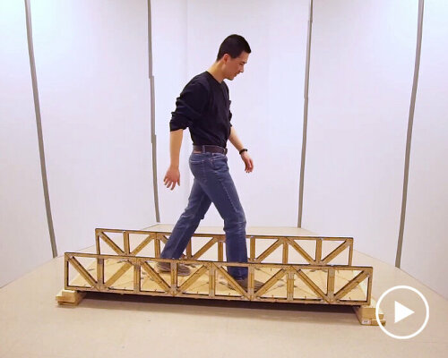 foldable origami structure made of fiberboards can become bridges, moon habitats, and more