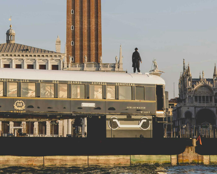 JR transforms venice simplon-orient-express train carriage into an installation in motion