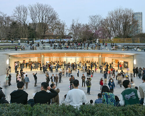 foster + partners' new jing'an apple store is designed like an amphitheater in shanghai