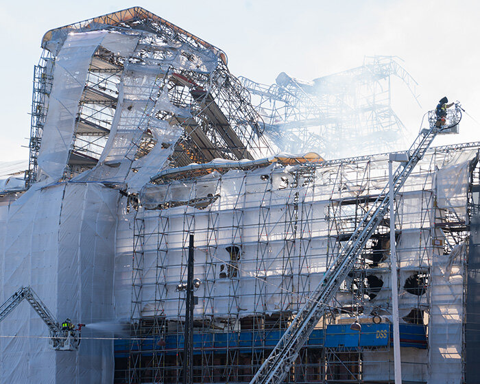 new photographs show historic bourse of copenhagen ravaged by fire