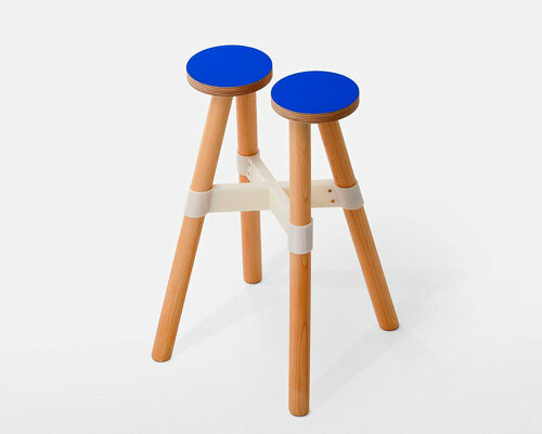 dots stool by mmmdesignstudio splits into two plywood circle seats