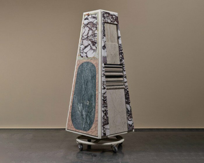 catalina andonie's mobile totem sculptures collage various grains and hues of stone