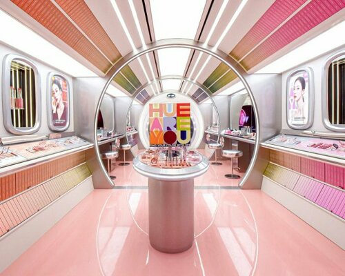 xsxl imagines seoul store as futuristic pink spacecraft with chromatic finishes & kinetic plants
