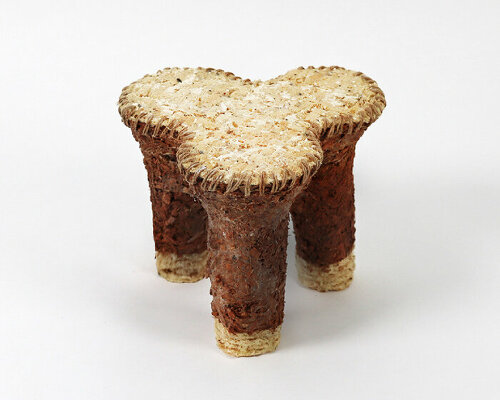 gisung han’s potato plastic-based stool blooms into wildflowers as it decomposes