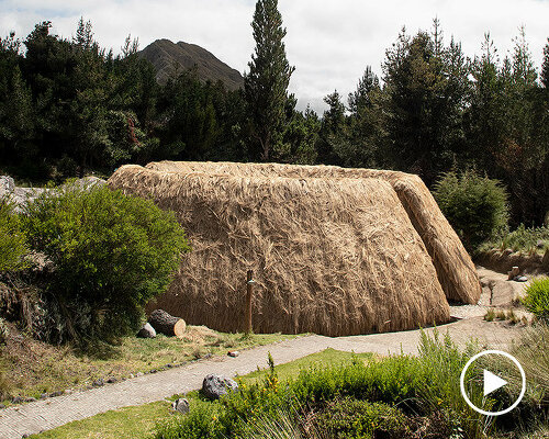 ecuador community builds thatched 'chaki wasi' handicrafts center along a crater