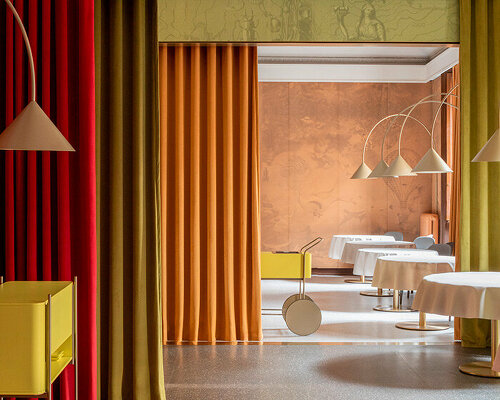 debonademeo redesigns milan restaurant 'contraste' with colorful hues and historic details