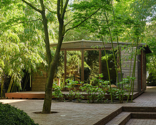 jean prouvé's pavilion finds permanent home within ladbroke hall garden in london