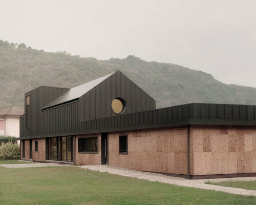 cork-covered border house by LCA architetti showcases sustainable solutions in italy