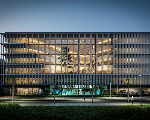 deep atria carve life science advanced research center's cubic form by HENN in germany