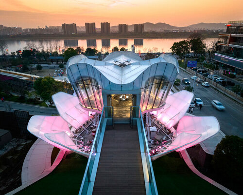 line+ studio's lotus-shaped dynamic building in changsha opens up its outer skin like petals